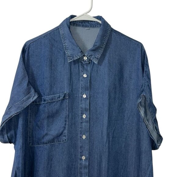 Women’s Denim Midi Button Down Blue Dress(Size 2XL) - Picture 5 of 7